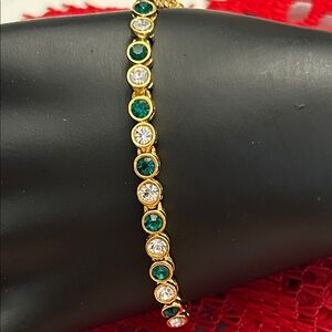 Beautiful  Gold and Green Tennis Bracelet